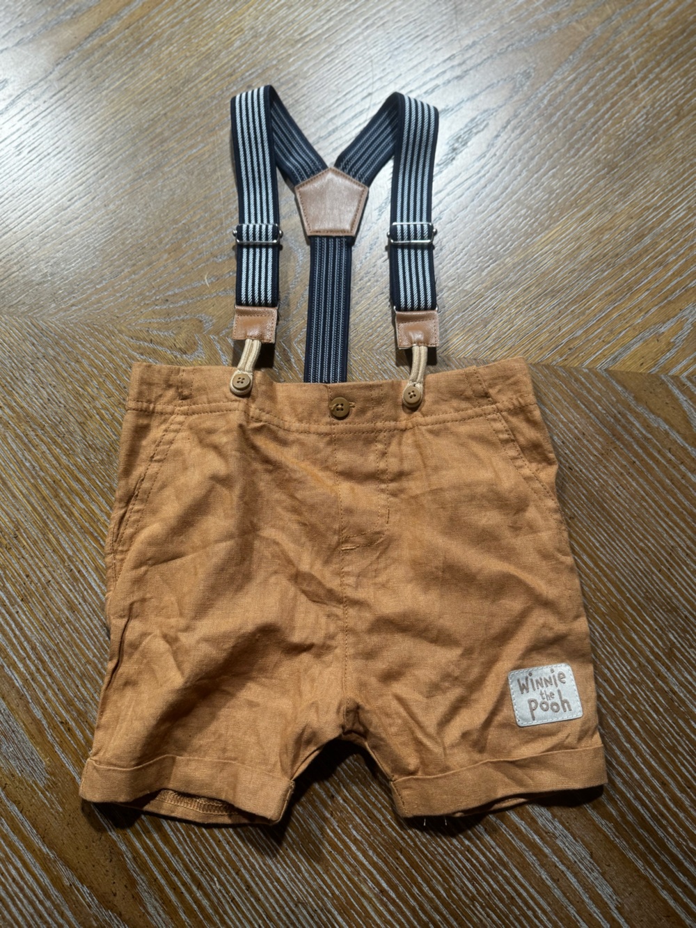 Disney Winnie the Pooh Brown Toddler Suspender Shorts